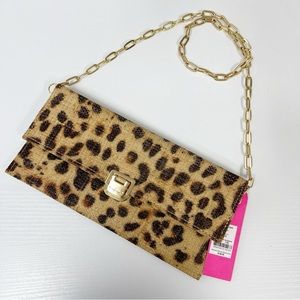 Lilly Pulitzer Leopard Print Clutch with Gold Chain